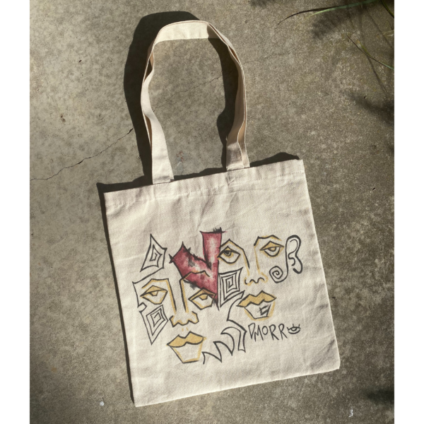 Abstract hand painted tote bag.